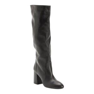 STUART WEITZMAN Black Made In Spain Leather Flareblock 85 Slouch Boots